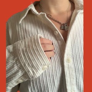 Vintage 90s White Courdoroy Jacket